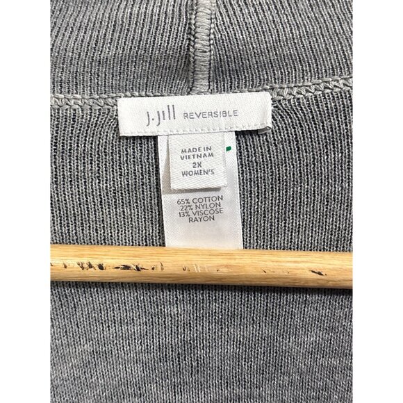 J.Jill Womens Reversible Knit Blue & Gray Open Front Draped Cardigan Sweater 2X - Picture 3 of 4